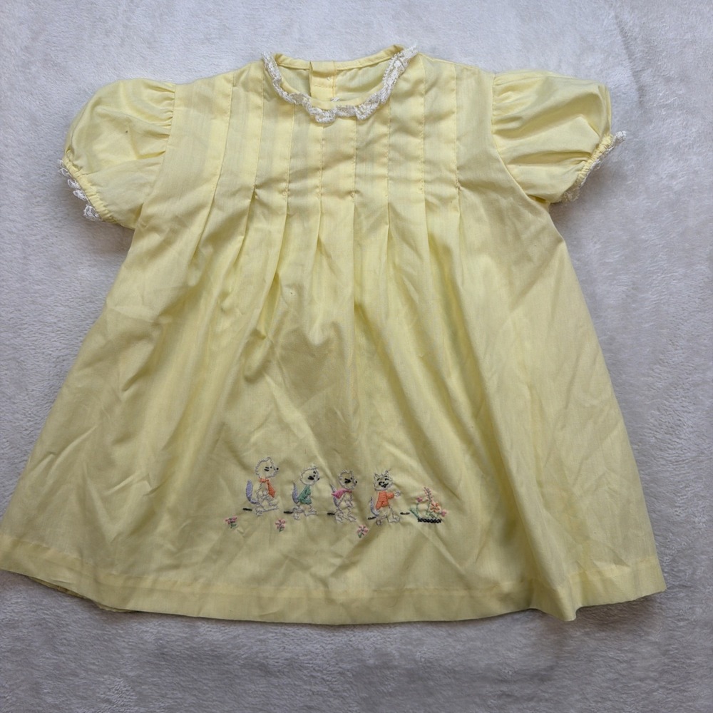Vintage Nannette Baby Dress Yellow Pintuck Embroidered‎ Heirloom 18-24M